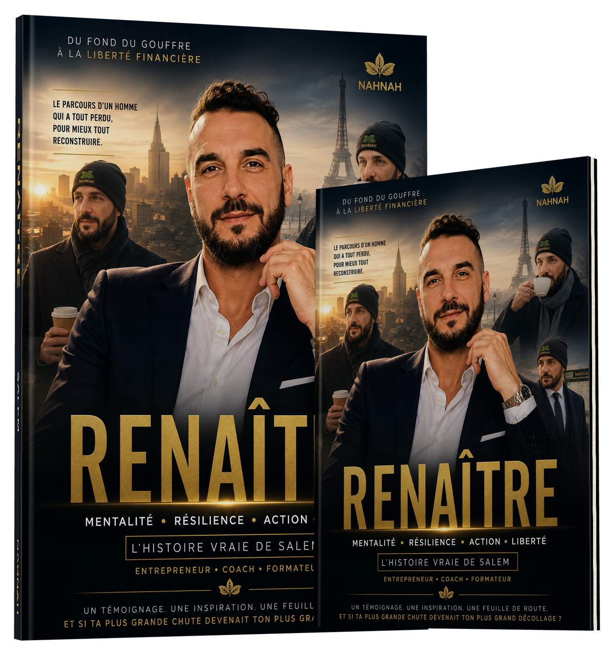 RENAÎTRE - les deux formats du livre côte à côte