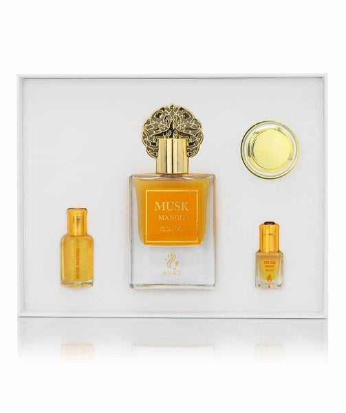 Coffret Eau de Parfum Musk Mango + Musk + Huile Parfumé et Vaseline – Ayat Perfumes