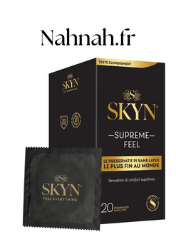SKYN Supreme Feel : Lot de 20 Préservatifs sans latex SKYNFEEL pour Homme/Ultra-Fins, Lisses, Forme Droit