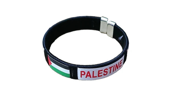 Bracelet Palestine avec Texte Rouge Noir/Rouge/Vert